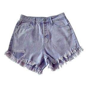 Wild Fable Lavender Purple‎ Highest Rise Distressed Denim Shorts Button Fly 6